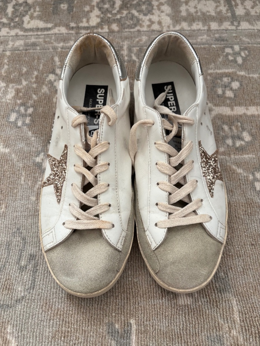 Golden Goose Super-Star White-Ice-Gold-Silver snickers, size 40